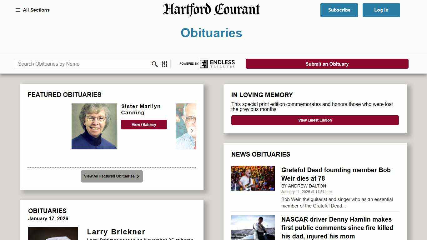 Hartford Courant Obituaries