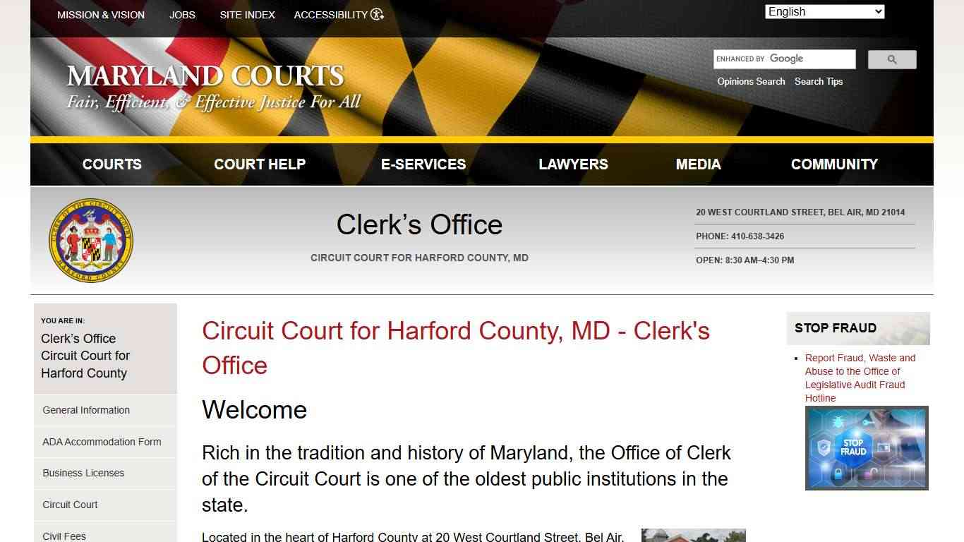 Circuit Court for Harford County, MD - Clerk's Office | Maryland Courts